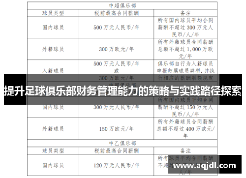 提升足球俱乐部财务管理能力的策略与实践路径探索 提升足球俱乐部财务管理能力的策略与实践路径探索